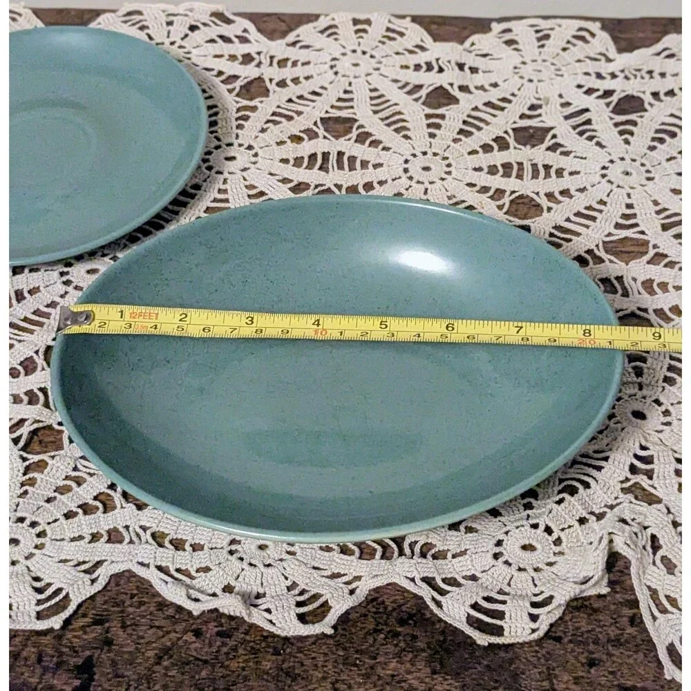Vintage Taylor Smith Taylor Pebbleford Teal Oval Vegetable Bowl & Saucer,...